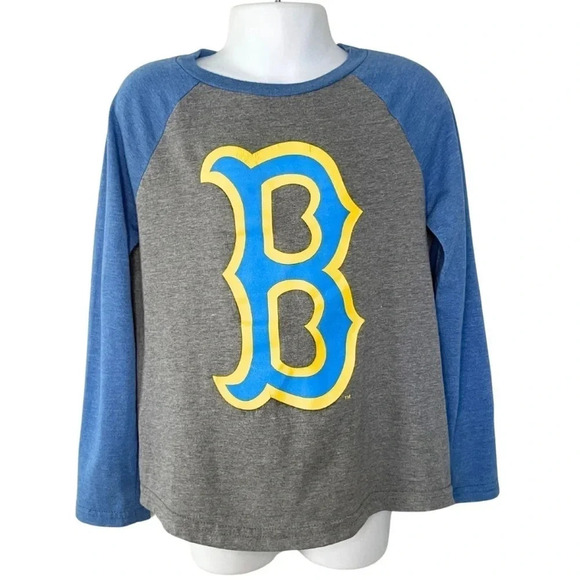 UCLA Bruins Raglan Long Sleeve T-Shirt Blue/Gray/Yellow. National Collegian Tee - Picture 4 of 7